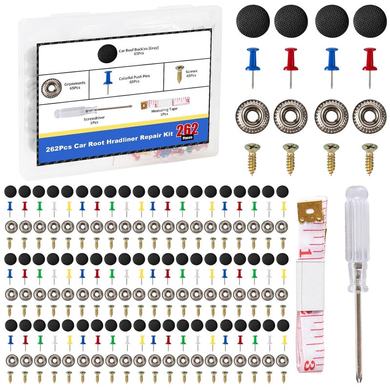 Moibunka Universal 262PCS Car Headliner Repair Kit, Premium Auto Interior Ceiling Snap Rivets for Fixing Sagging Roofs, Easy Installation for All Cars, Perfect for DIY Repairs (Black) - Image 1